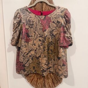 By Anthropologie Floral Sequence Blouse